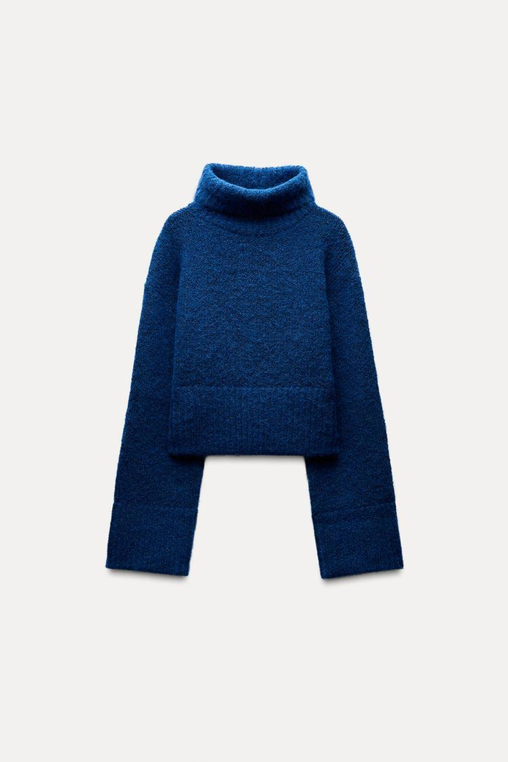 ZARA СВИТЕР ИЗ МЯГКОГО ТРИКОТАЖА, ГОЛУБОВАТЫЙ