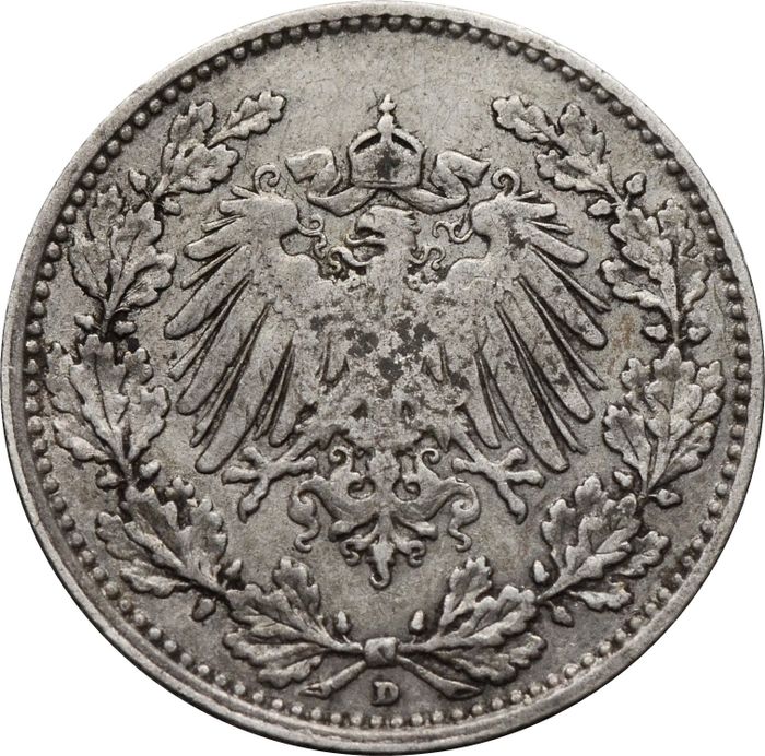 1/2 марки 1906 Германская империя "D" VF