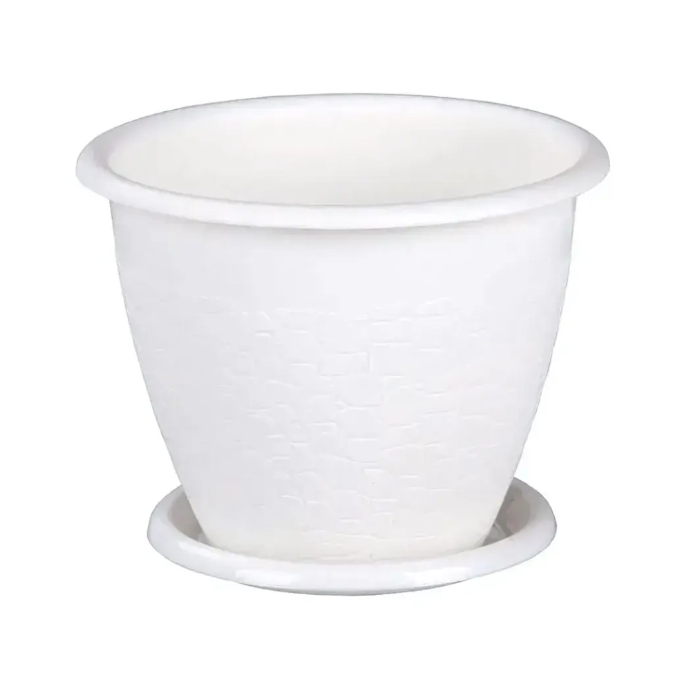 Горшок цветочный Розалия 1,2л. с поддоном белый