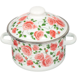 Кастрюля сталь, эмал, 3 л, с крыш, Сиб товары, Роза плетистая, 3MD181M, индукц