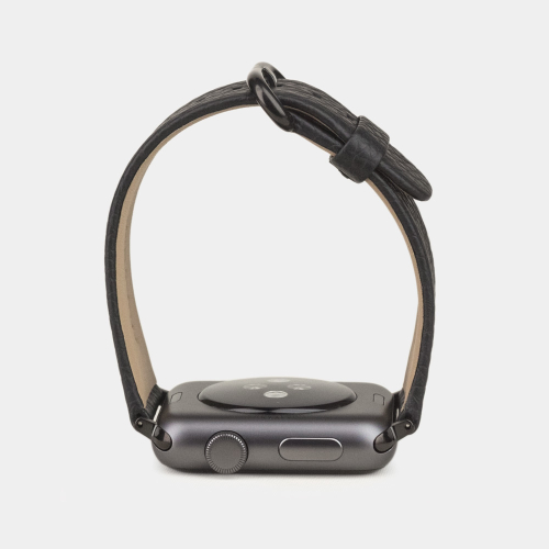 Ремешок для Apple Watch 44/45/46 mm из кожи теленка, цвета черный