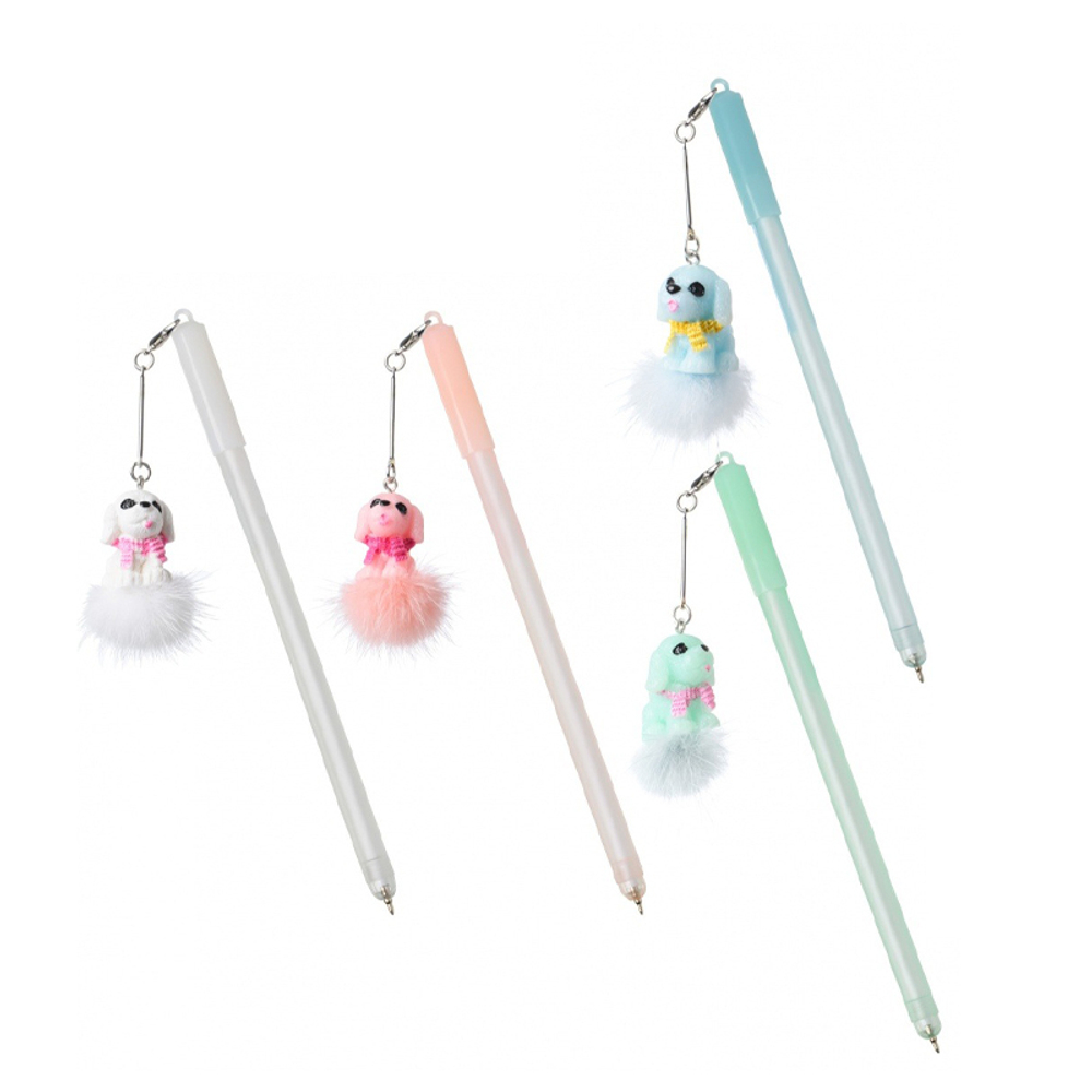 Ручка шариковая, масляная, Basir, синие чернила, серия "Собачка", с пушистым брелоком, 20 шт