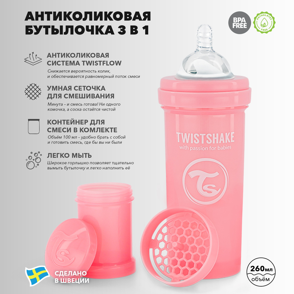 Антиколиковая бутылочка Twistshake для кормления 260 мл_2