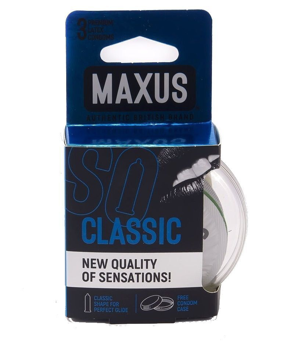 Классические презервативы в пластиковом кейсе MAXUS AIR Classic - 3 шт