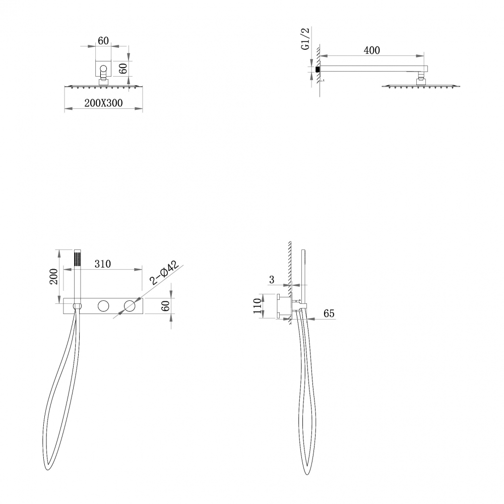 Душевая система ABBER Rund AF8718 скрытого монтажа без излива, хром