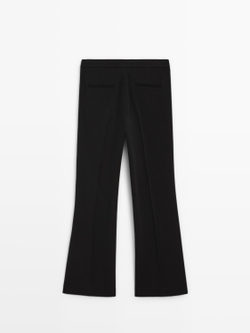 Massimo Dutti Креповые брюки с декоративными швами, черный