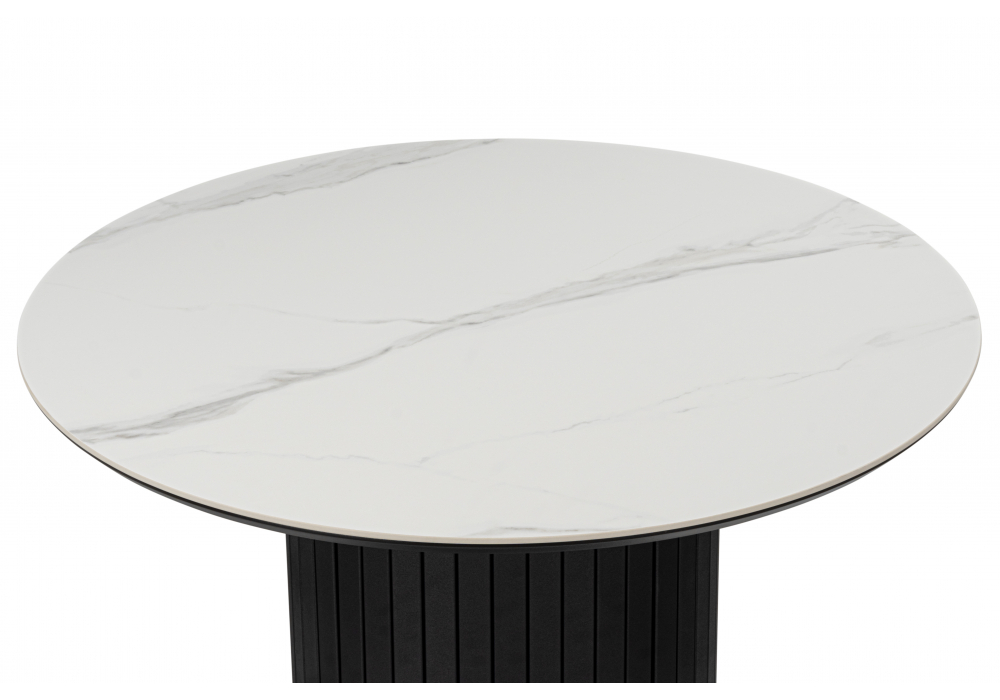 Керамический стол Woodville Гравент 90 белый мрамор snow white, черный