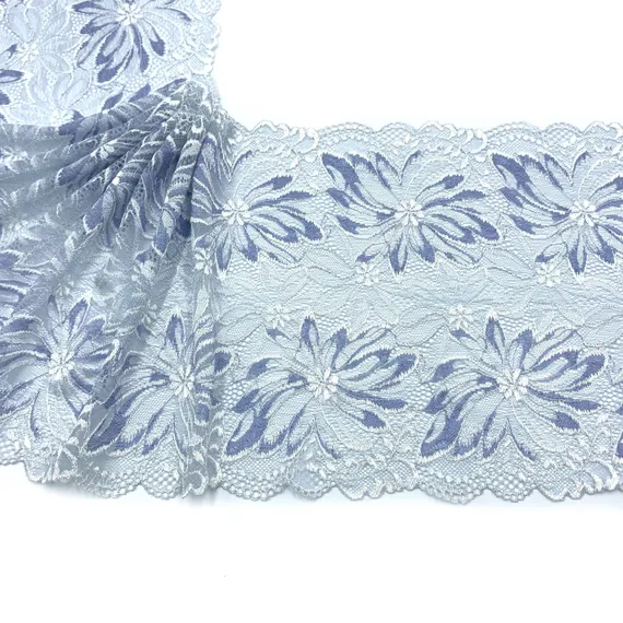 Кружево эластичное лиловое/молочное 21 см, Китай