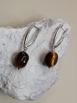 Серьги с тигровым глазом «Тигровый штрих»