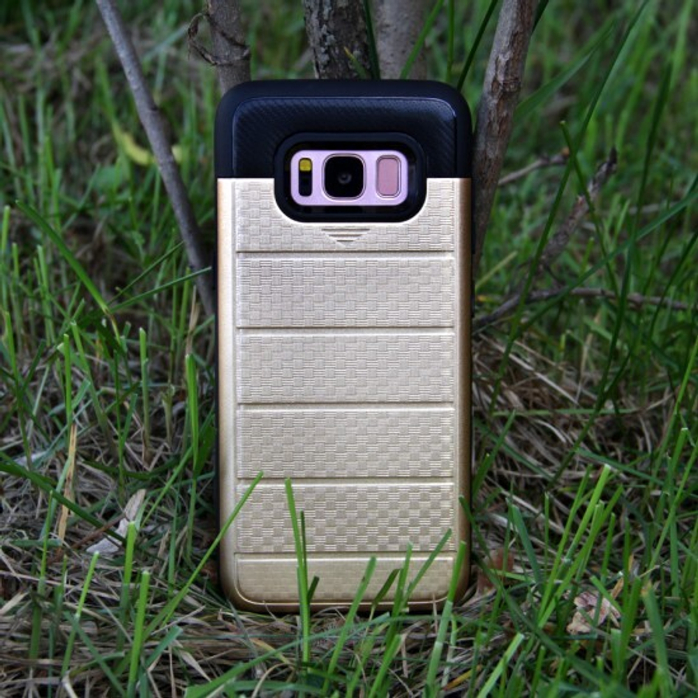 Чехол с вырезами под пластиковые карты для Samsung Galaxy S8 Plus, 009464 Розовое золото