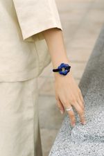 Подвес Цветок maxi на шнурке, синий, керамика