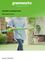 Аккумуляторный триммер Greenworks G24LT25, 24v, 25 см, (2107207SA), с аккумулятором 2 А·ч и зарядным устройством