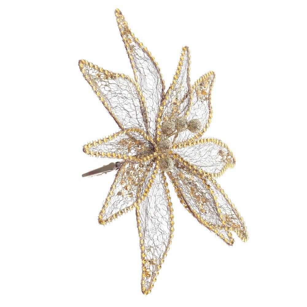 GAEM Цветок искусственный "Пуансеттия" (на клипсе), L23 W23 H12 см