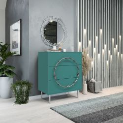 Комод Арт Колор matte Стайл Сильвер с 3 ящиками Пастельно-синий матовый