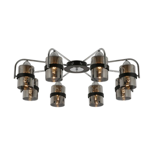 *SLE102002-08 Светильник потолочный Черный, Хром/Дымчатый E27 8*40W