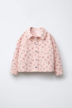 ZARA КУРТКА-РУБАШКА ИЗ ТВИЛА С ЦВЕТОЧНЫМ ПРИНТОМ, РОЗОВЫЙ