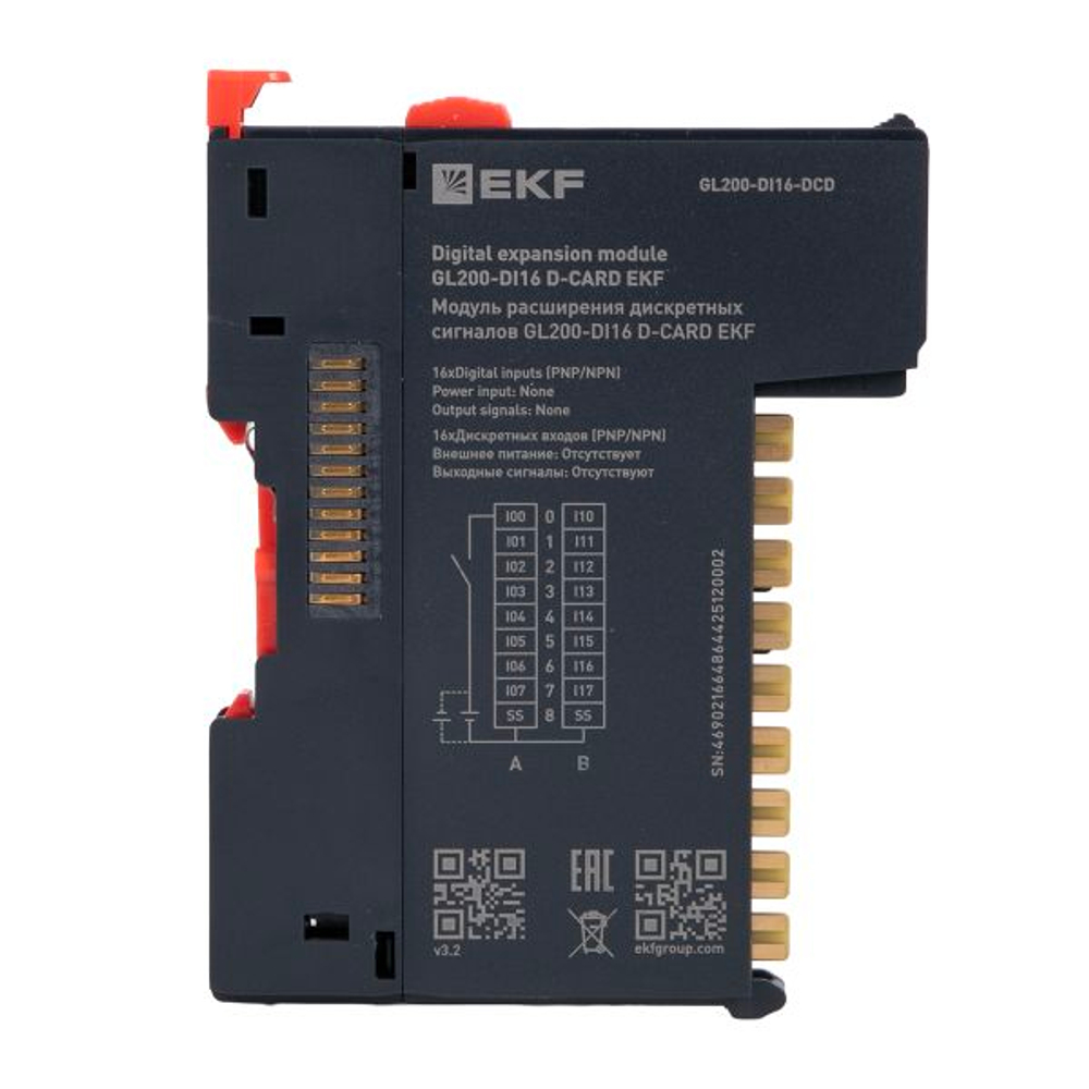 Модуль расширения дискретных сигналов GL200-DI16 D-CARD EKF