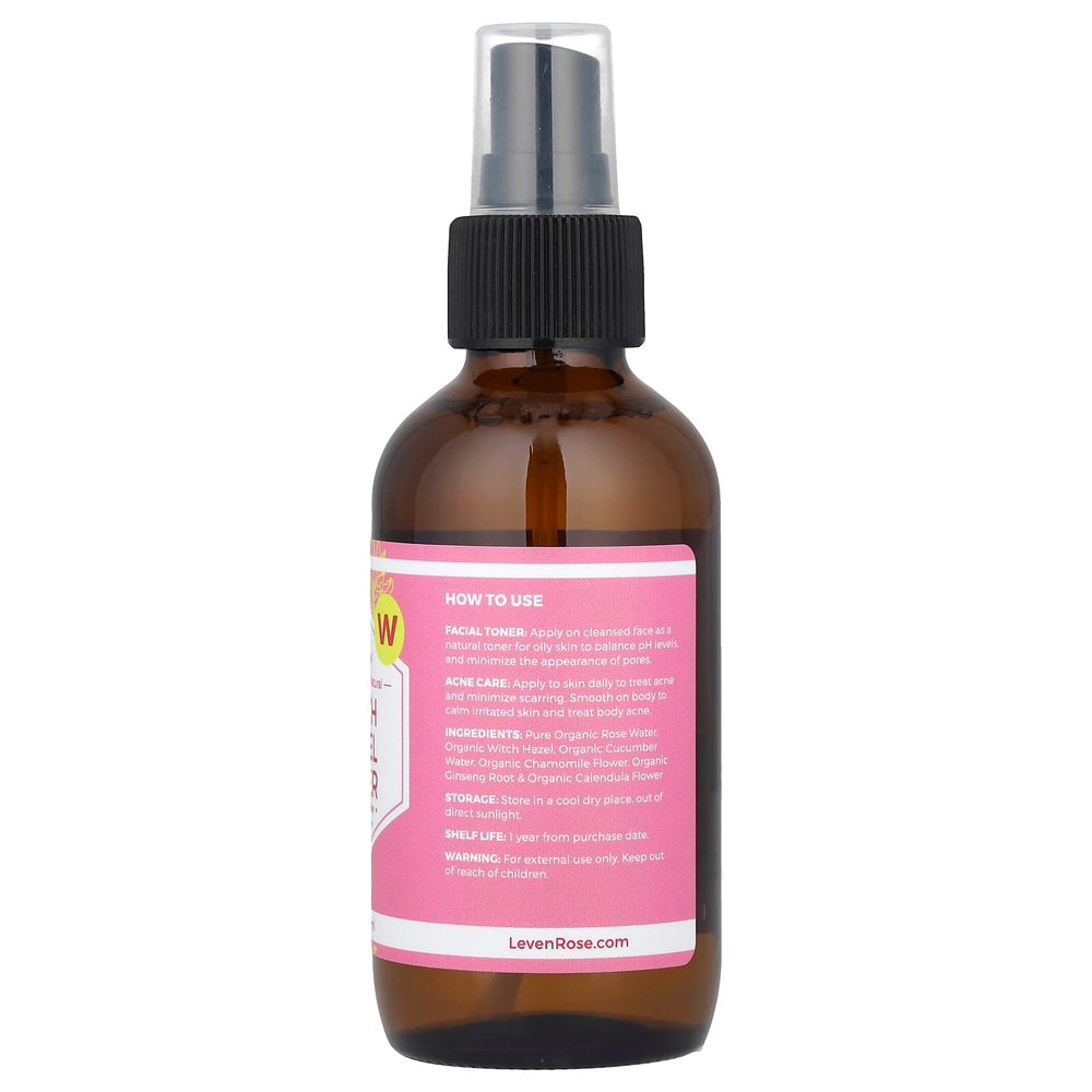 Leven Rose, 100% органический и натуральный, тоник с гамамелисом, 118 мл (4 жидк. Унции)