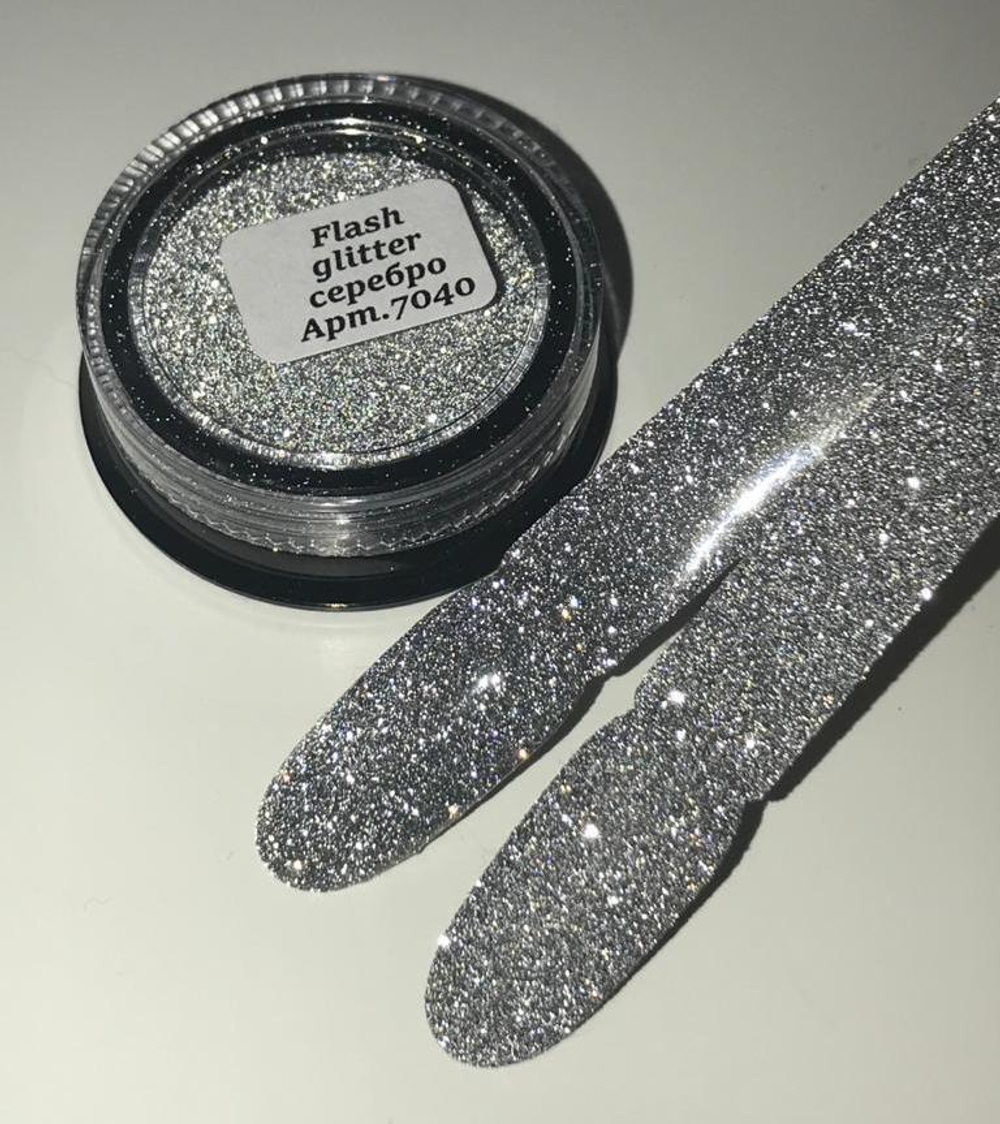 Flash glitter Светоотражающие блестки для дизайна ногтей, серебро