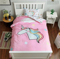 Постельное белье 1.5 Полуторка Сатин Детское Единорожка