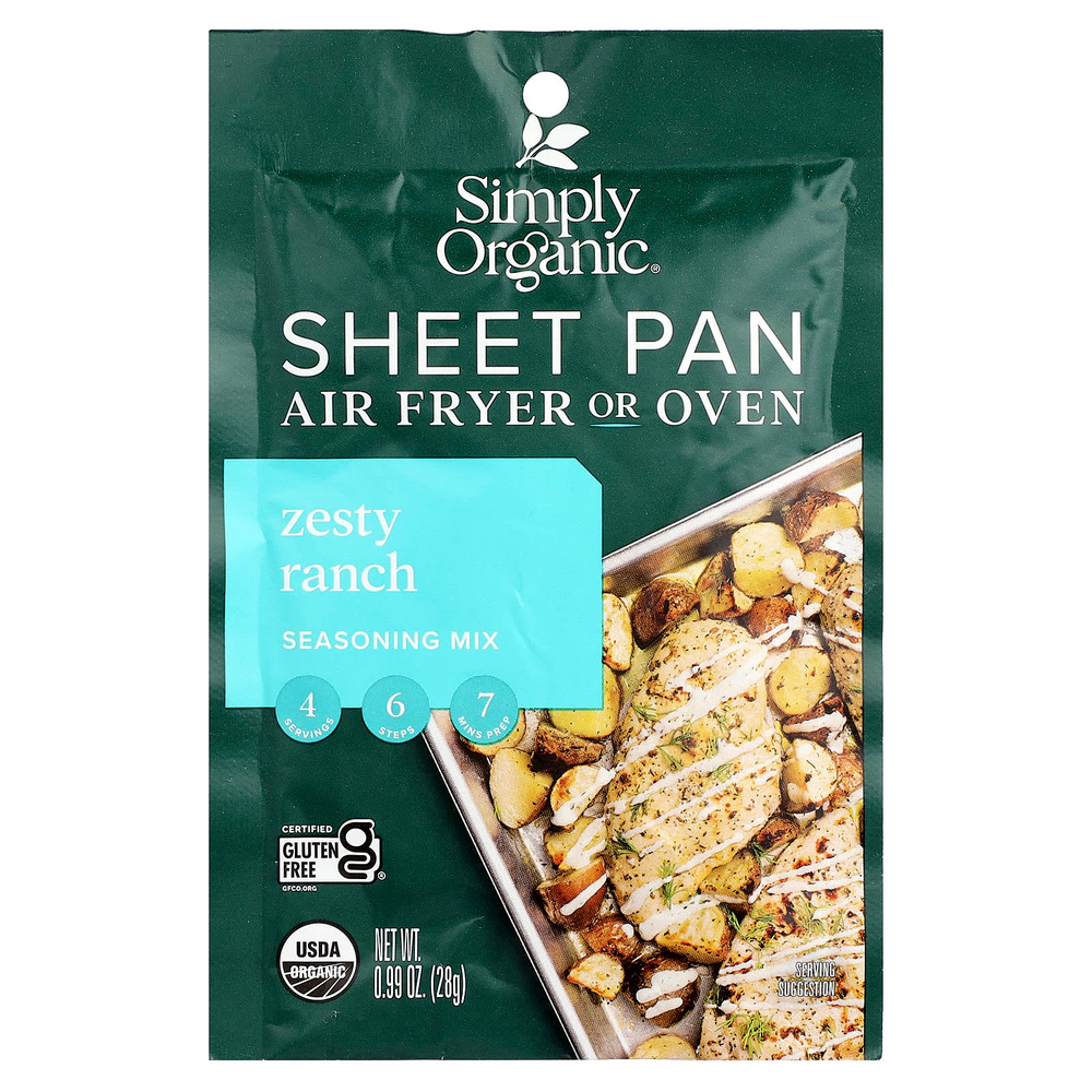 Simply Organic, Смесь приправ для сковороды, Zesty Ranch, 28 г (0,99 унции)