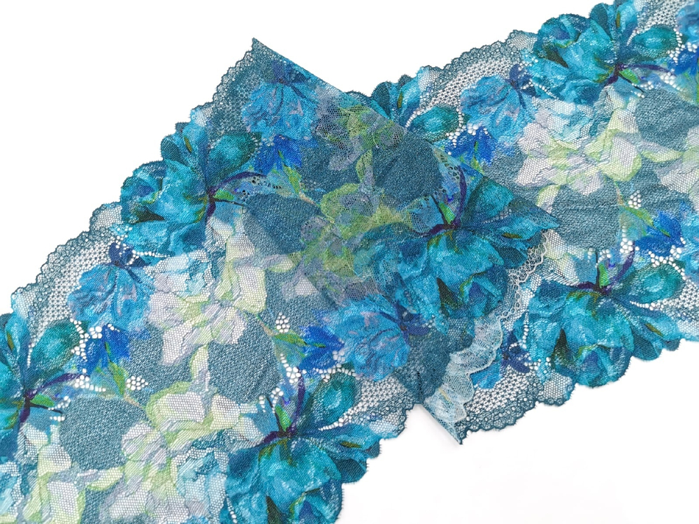 Эластичное кружево, 22 см, карибская волна (принт), (Арт: EK-2720), м