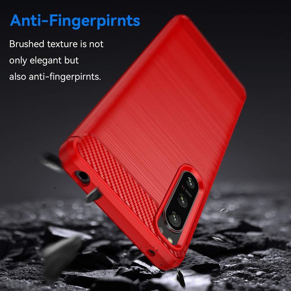 Красный чехол для смартфона Sony Xperia 5-IV Mark 4, серии Carbon (в стиле карбон) от Caseport