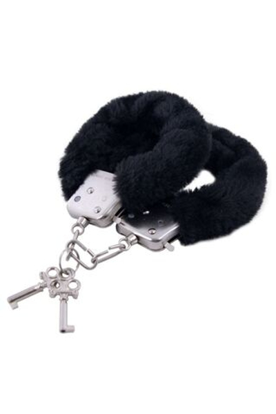 Наручники с чёрной опушкой (Цвет: черный)