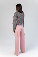 Брюки карго из крепа с накладными карманами, пудровый