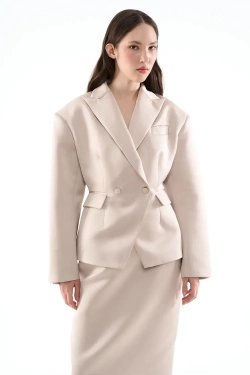 Жакет-смокинг атласный жемчужный