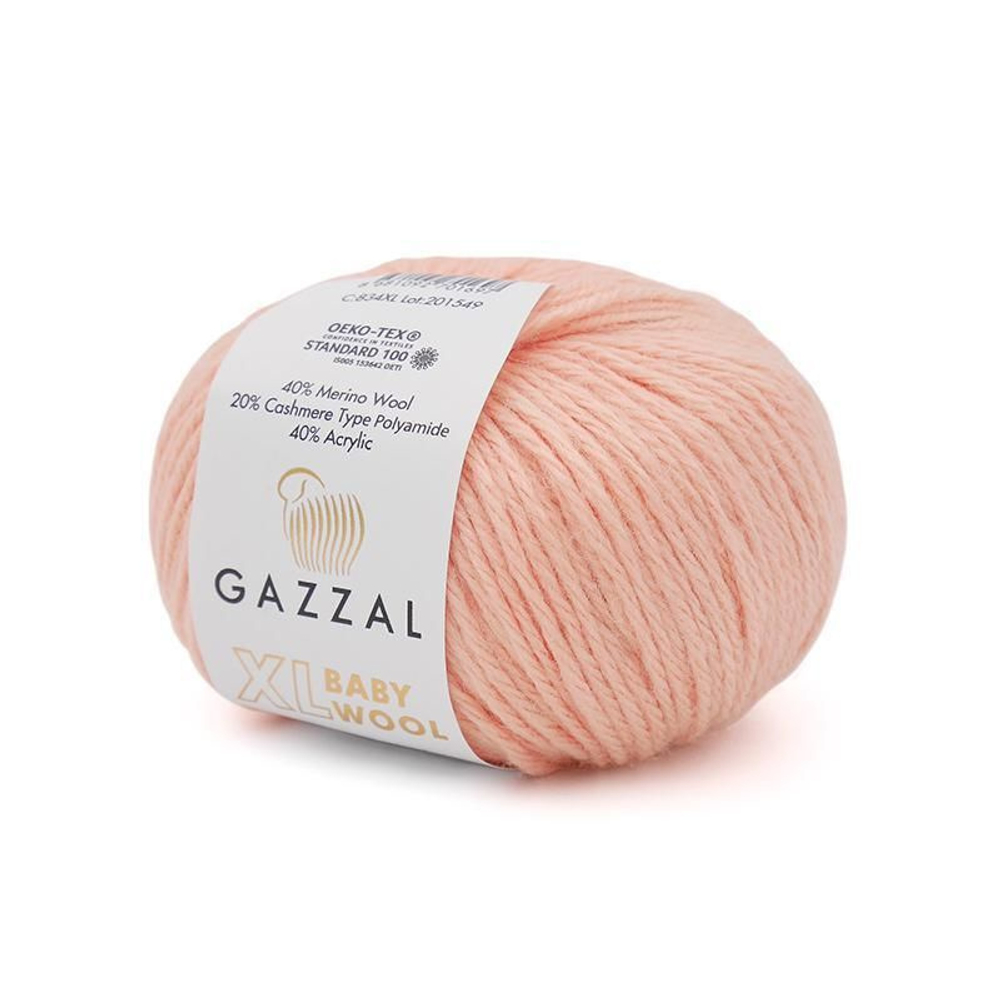 Пряжа GAZZAL Baby Wool 50 гр. 175 м цвет 834 состав: 40% шерсть мериноса, 20% кашемир ПА, 40% акрил
