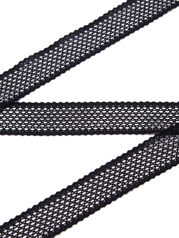 02-35 Кружево узкое эластичное 2,8 см, черный 170