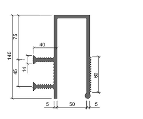 Гидроизоляционная шпонка ДЗС-140/50-2/40 ПВХ-П