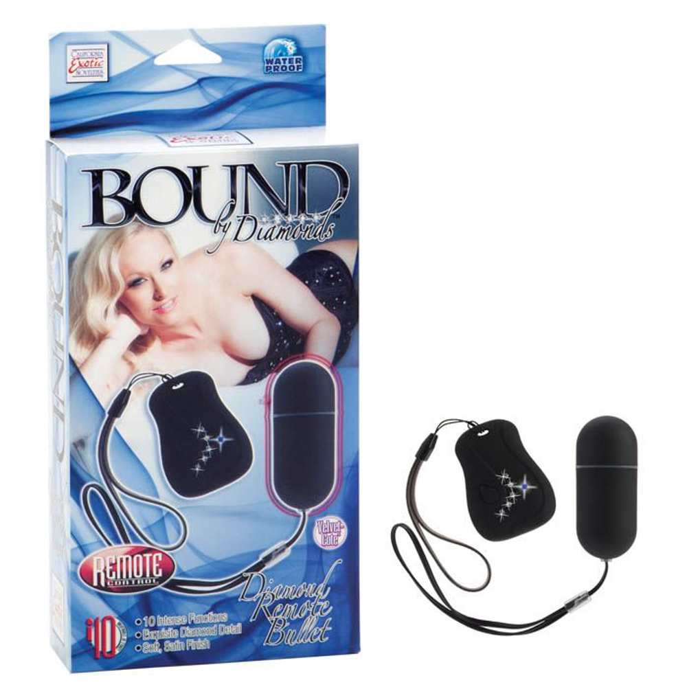 Чёрное виброяйцо на радиоуправлении BOUND BY DIAMONDS (Цвет: черный)