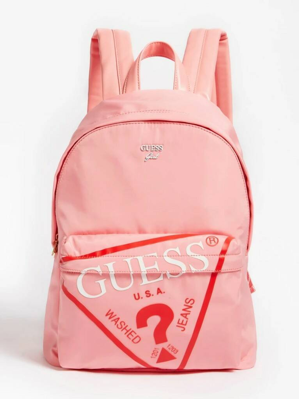 Рюкзак GUESS Розовый/Термопринт: красно-белый треугольник-логотип Девочка