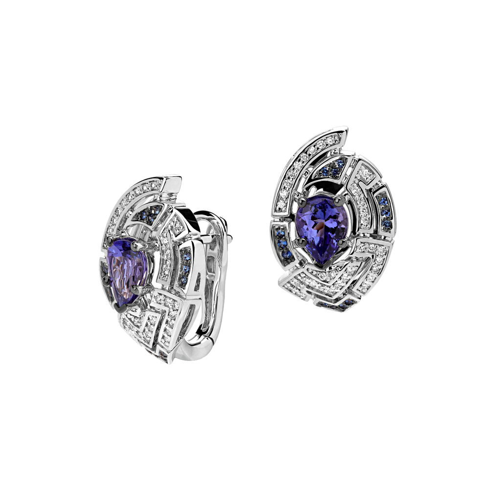 Серьги с бриллиантом  из белого золота JA-S-713136-2
