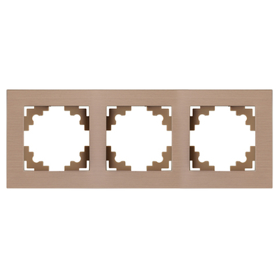 Рамка 3-местная, металл, ,STEKKER, MFR00-7003-02, серия Катрин, шампань 50018