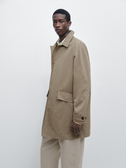 Massimo Dutti Легкий тренч из смесового хлопка, бежевый