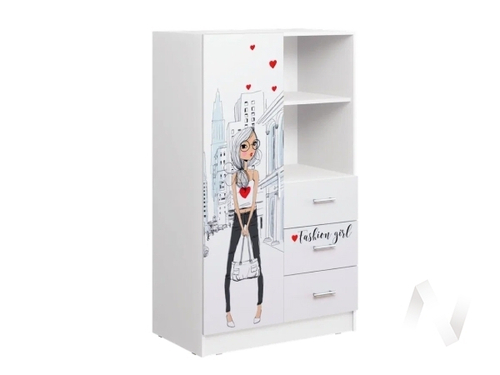 Шкаф комбинированный Детская Вега NEW Girl (белый/белый глянец холодный)