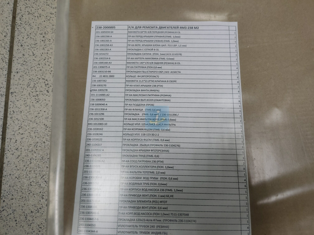 Р/к для ремонта дв. полный ЯМЗ-238М2 238-2000005