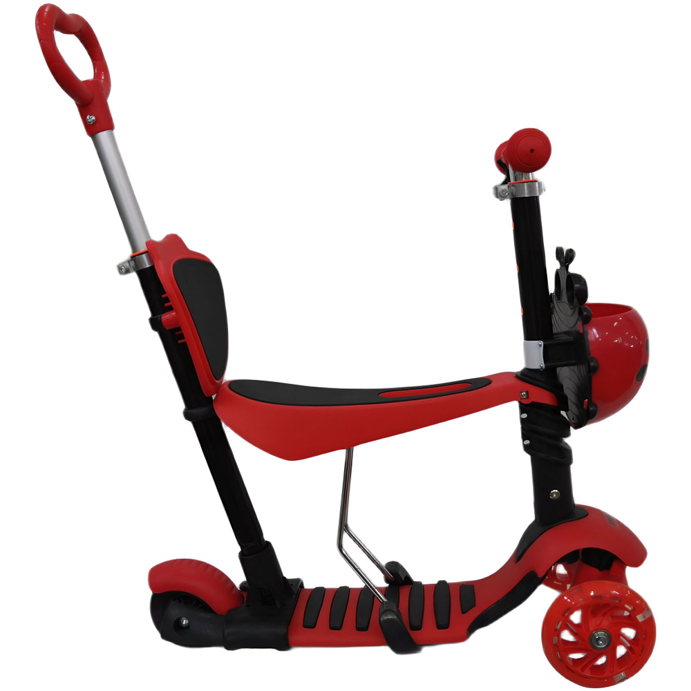 Самокат трехколесный детский, с ручкой, разборный, 3 в 1 с сиденьем, корзинкой и родительской ручкой