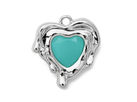 Подвеска Сердце с бирюзовым кристаллом 16мм