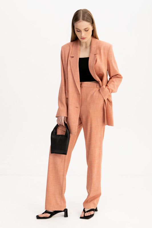 Брюки прямые из смесового льна