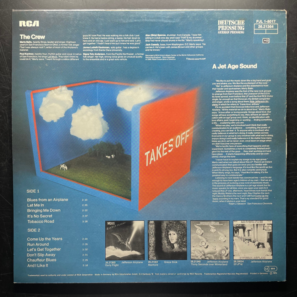Jefferson Airplane ‎– Jefferson Airplane Takes Off (Германия 1974г.)