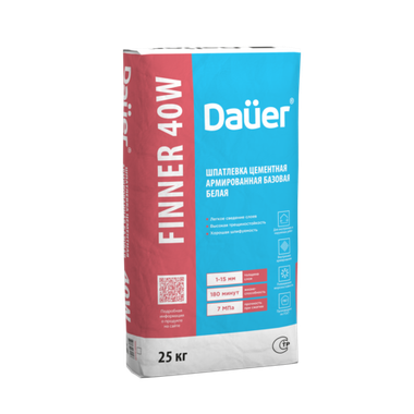 Dauer FINNER® 40W Шпатлевка цементная армированная базовая белая