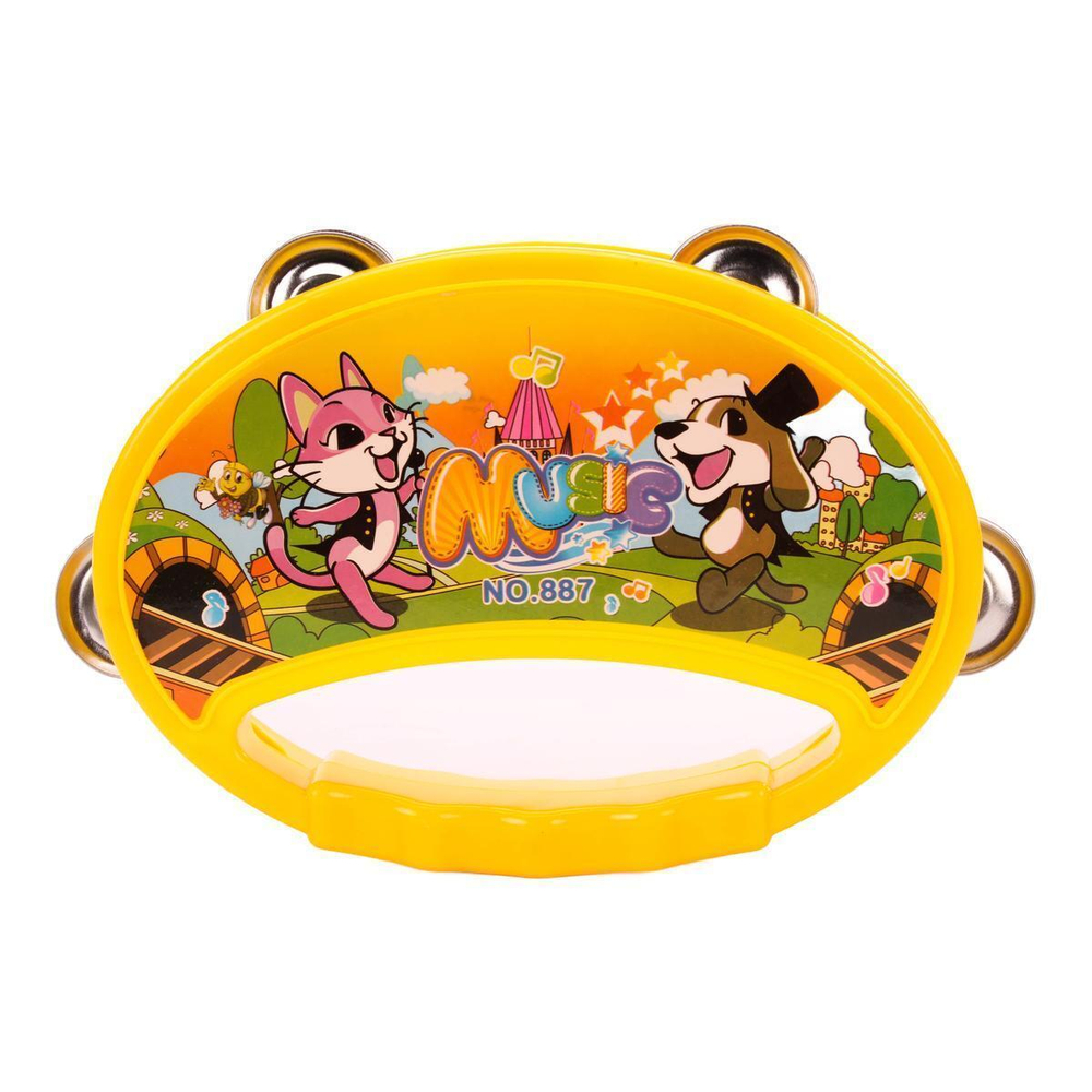 Бубен 16см, желтый, пакет 887E