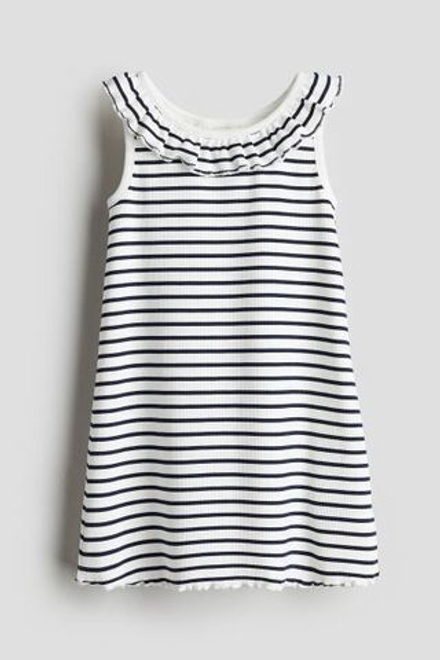 H&M Трикотажное платье с воротником, полоски