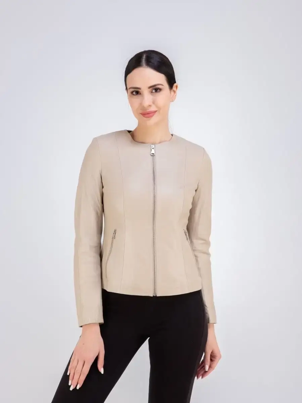 Кожаная куртка демисезонная на молнии