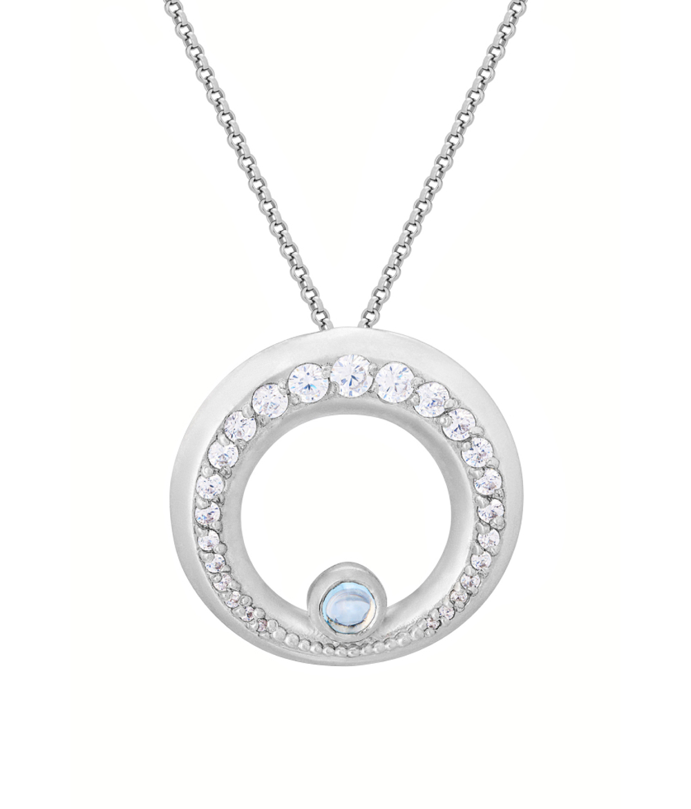 Подвес большой из серебра со вставками из топаза и бесцветных фианитов