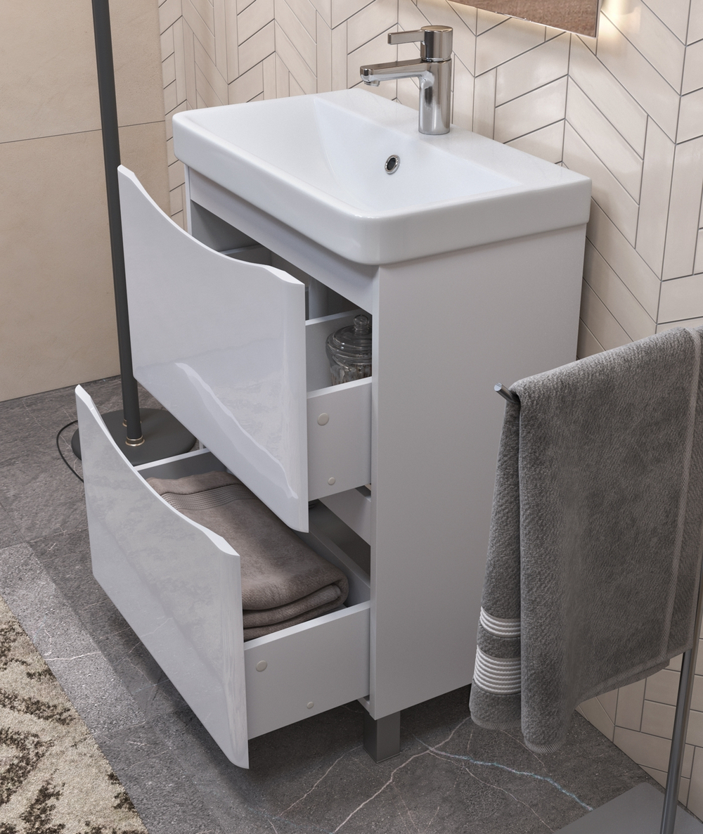 Тумба Glem 600-0-2 (9595-60) с умывальником (tn.GLE.9595.60.2Y)